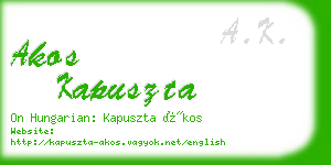 akos kapuszta business card